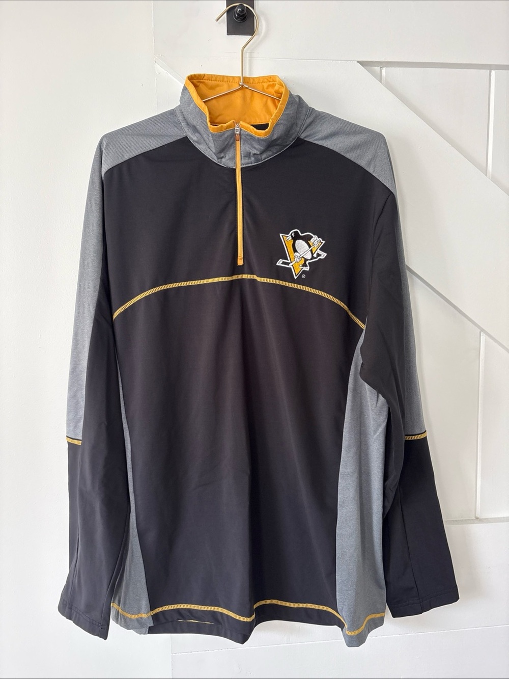 Antigua NHL Pittsburgh Penguins Long Sleeve Pullover 1/4 Zip Embroidered Hockey